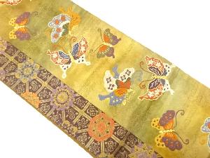 アンティーク　引箔　唐織　花蜀江に蝶模様織り出し袋帯（材料）